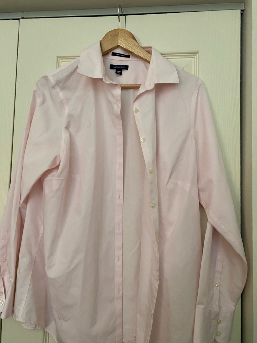 Lands' End Pale Pink Button-Up Blouse